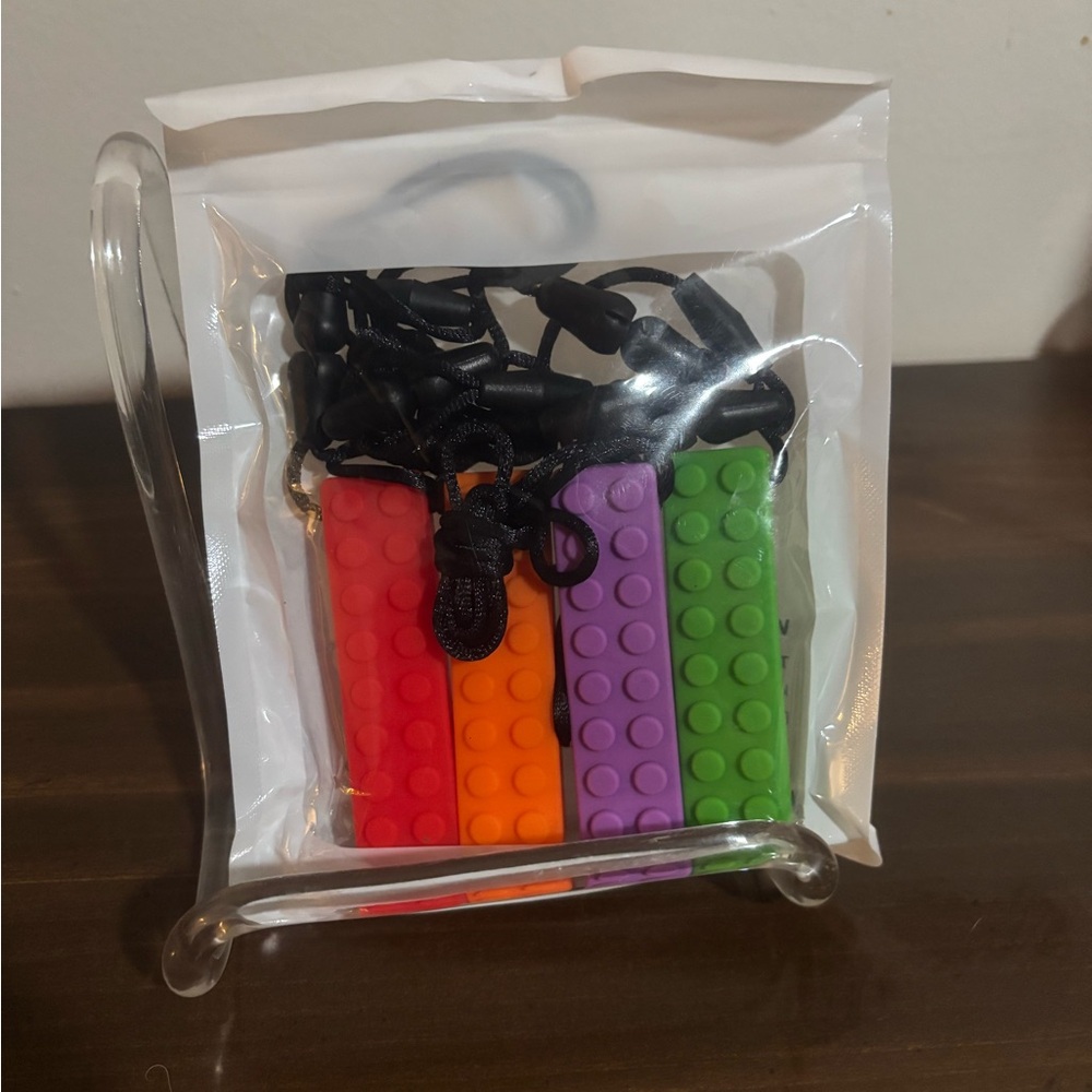 Colorful Sensory Toy shaped like Building Blocks Pendant Set for Kids (4-pack)